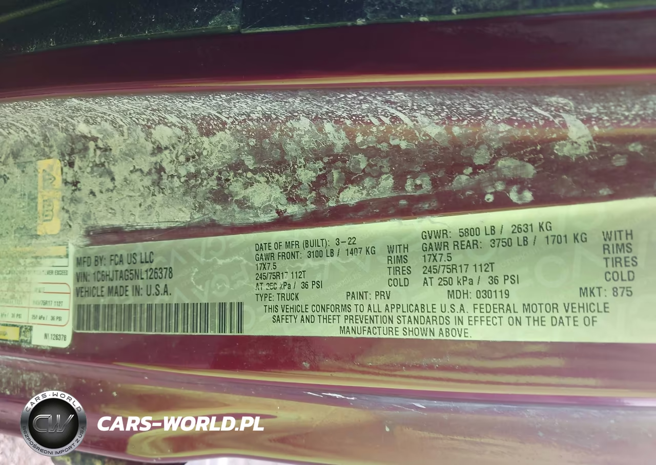 2022 Jeep Gladiator Altitude 4X4 VIN:1C6HJTAG5NL126378 - 9