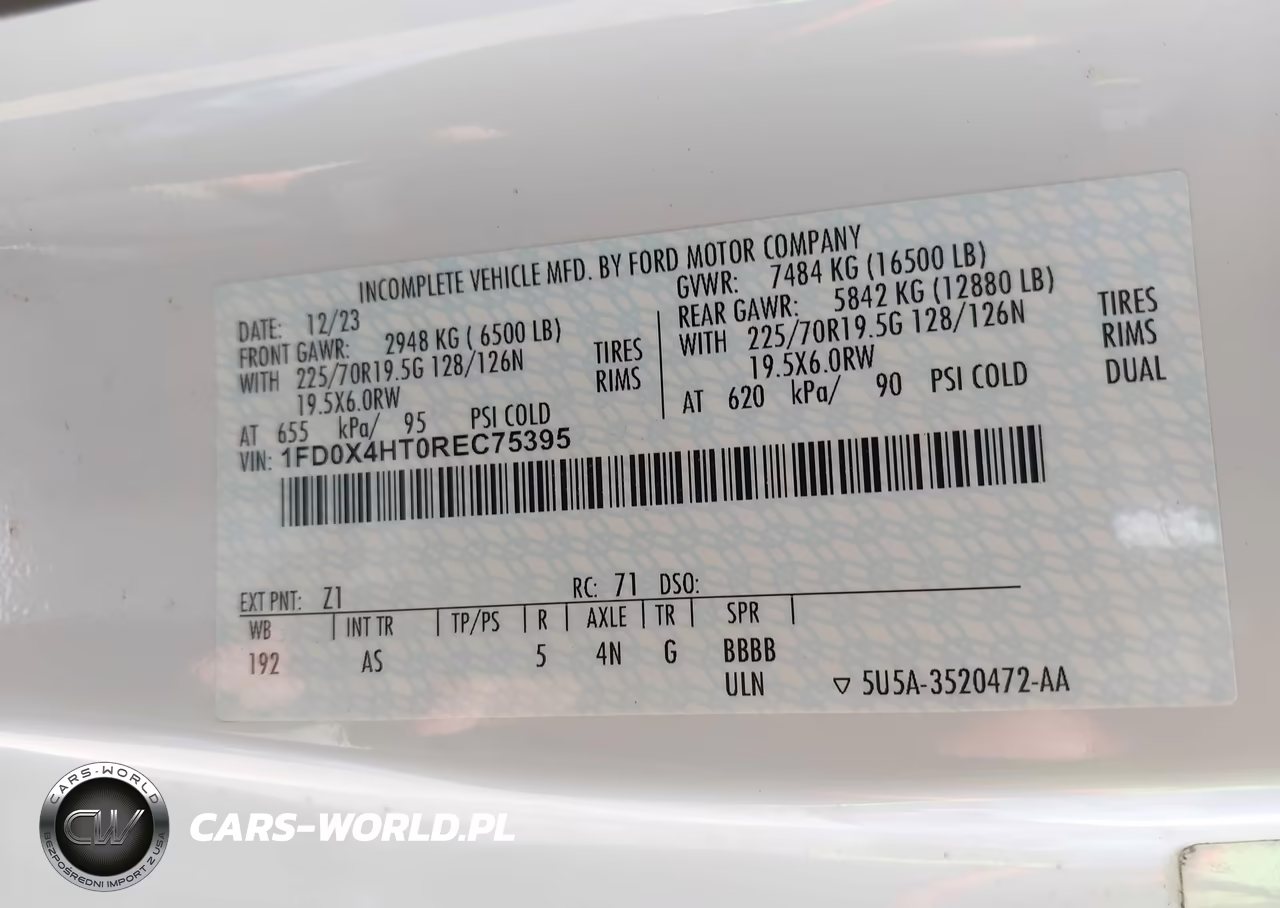 2024 Ford F-450 Chassis Xl VIN:1FD0X4HT0REC75395 - 8