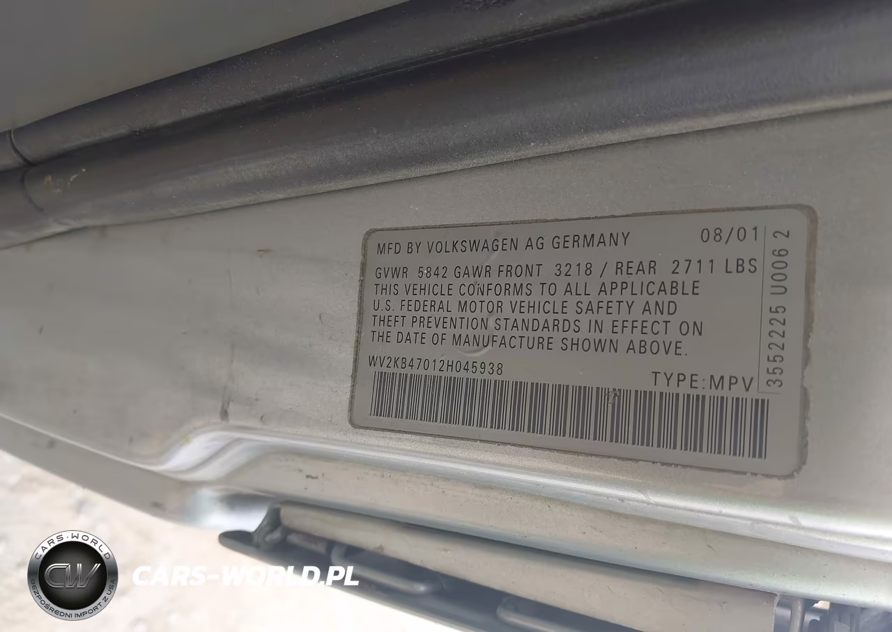 2002 Volkswagen Eurovan Gls VIN:WV2KB47012H045938 - 9