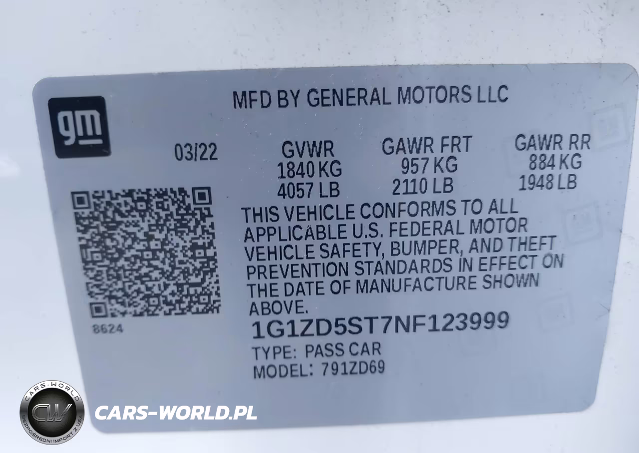 2022 Chevrolet Malibu Fwd Lt VIN:1G1ZD5ST7NF123999 - 9