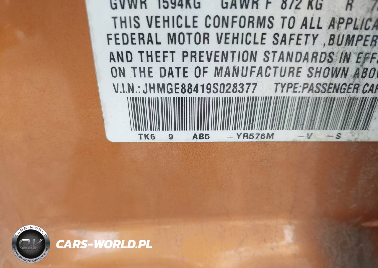 2009 Honda Fit Sport VIN:JHMGE88419S028377 - 9