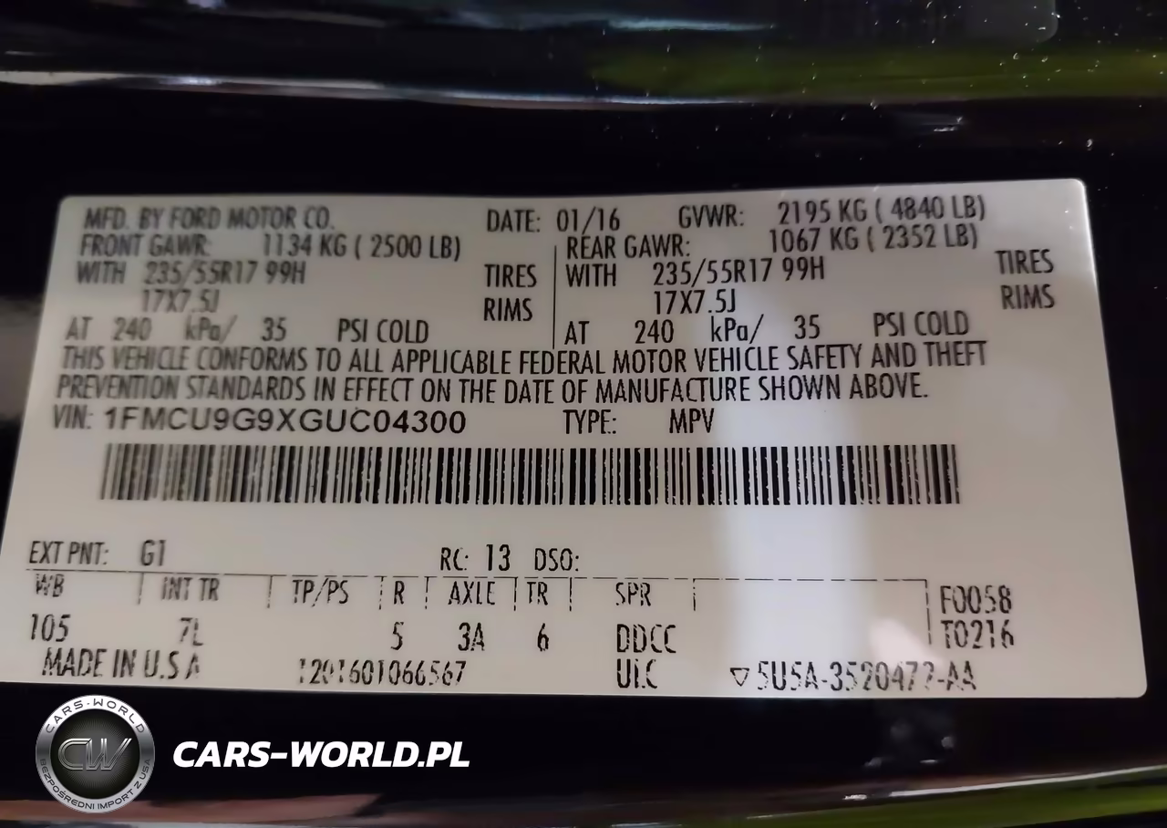 2016 Ford Escape Se VIN:1FMCU9G9XGUC04300 - 9