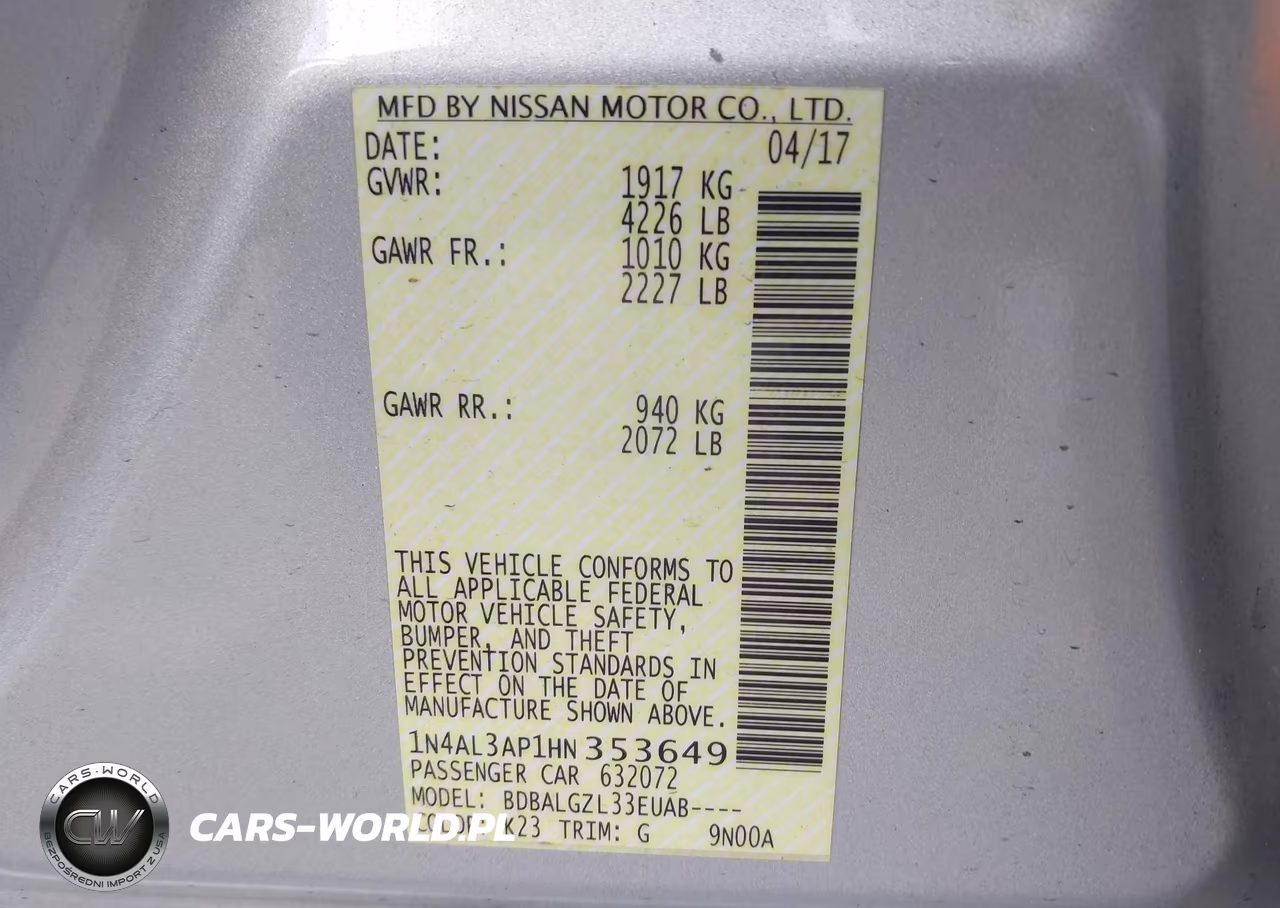 2017 Nissan Altima 2.5 S VIN:1N4AL3AP1HN353649 - 9