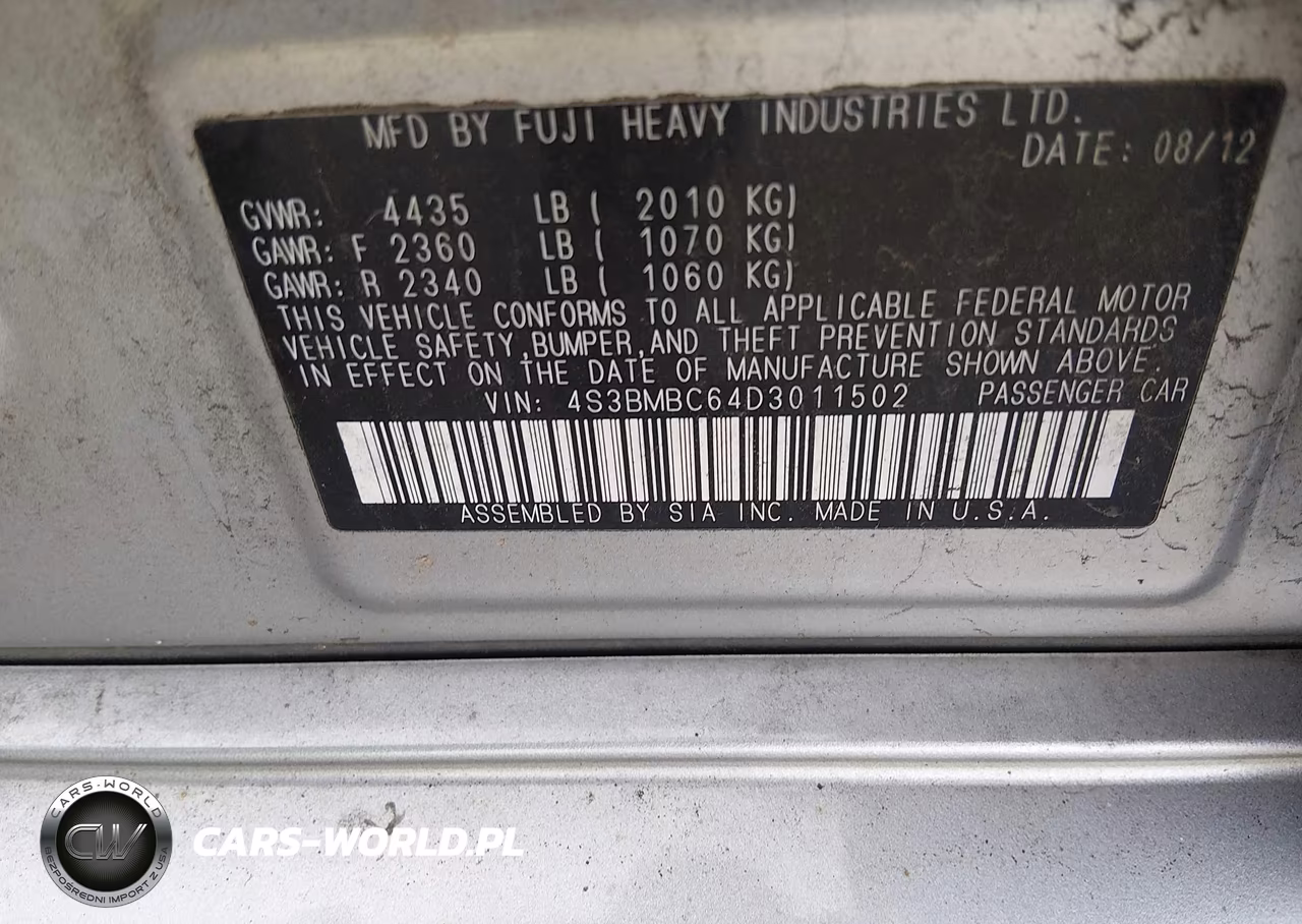 2013 Subaru Legacy 2.5I Premium VIN:4S3BMBC64D3011502 - 9