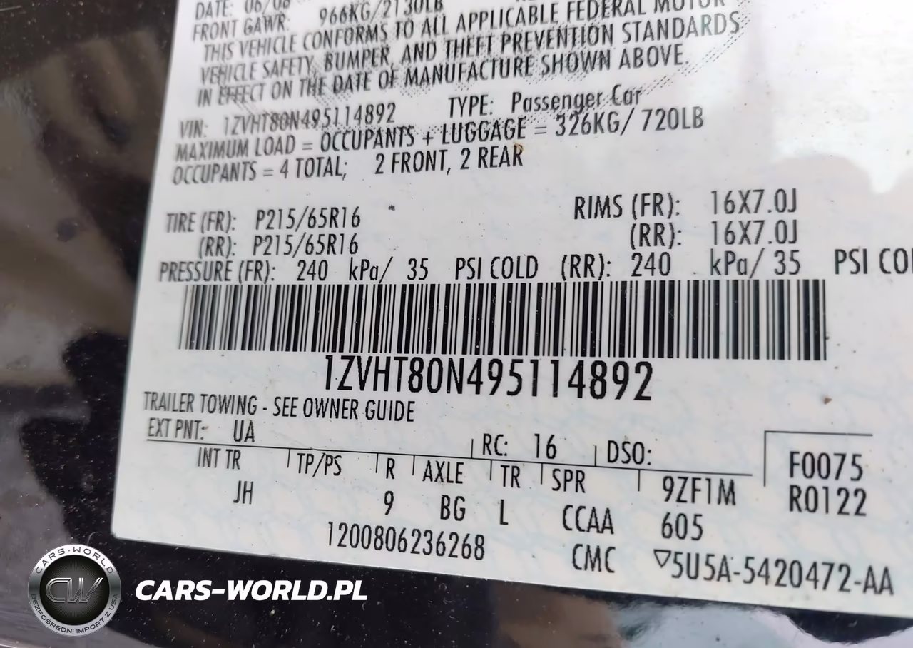 2009 Ford Mustang V6-V6 Premium VIN:1ZVHT80N495114892 - 9