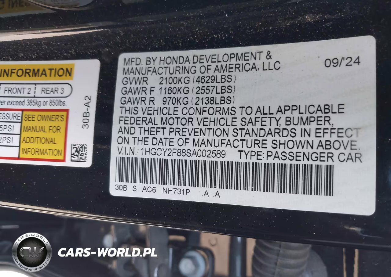2025 Honda Accord Hybrid Touring VIN:1HGCY2F88SA002589 - 9