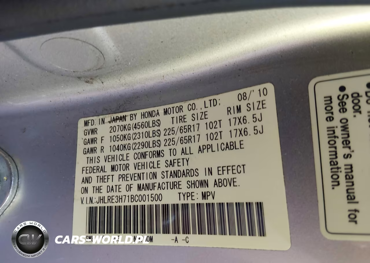 2011 Honda Cr-V Ex-L VIN:JHLRE3H71BC001500 - 9