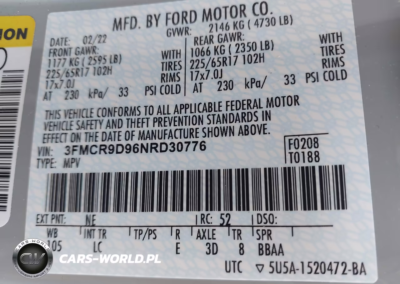 2022 Ford Bronco Sport Badlands VIN:3FMCR9D96NRD30776 - 9