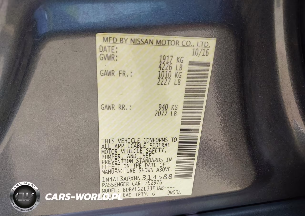 2017 Nissan Altima 2.5-2.5 S-2.5 Sl-2.5 Sr-2.5 Sv VIN:1N4AL3APXHN314588 - 9