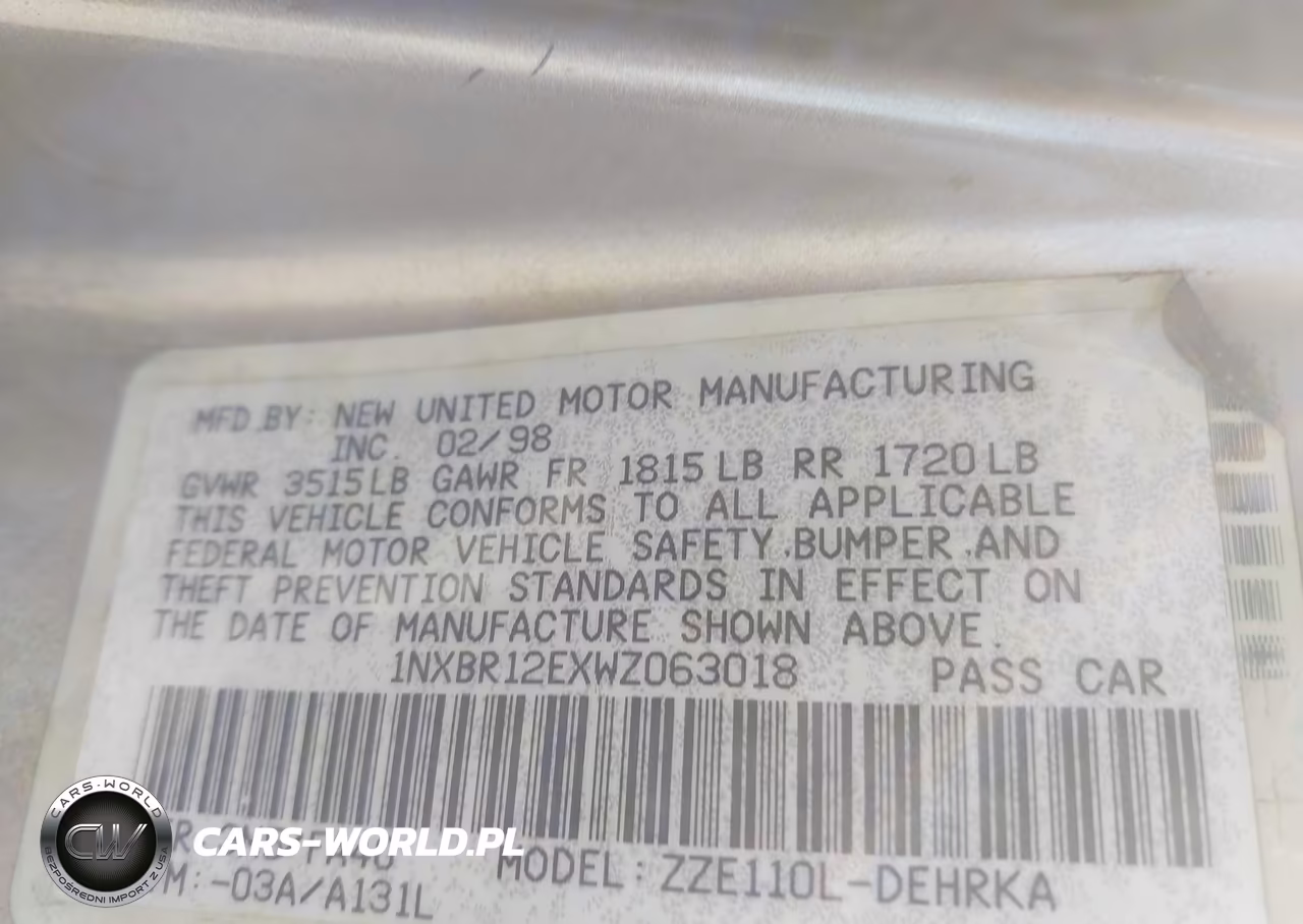 1998 Toyota Corolla Ve-Ce-Le VIN:1NXBR12EXWZ063018 - 9