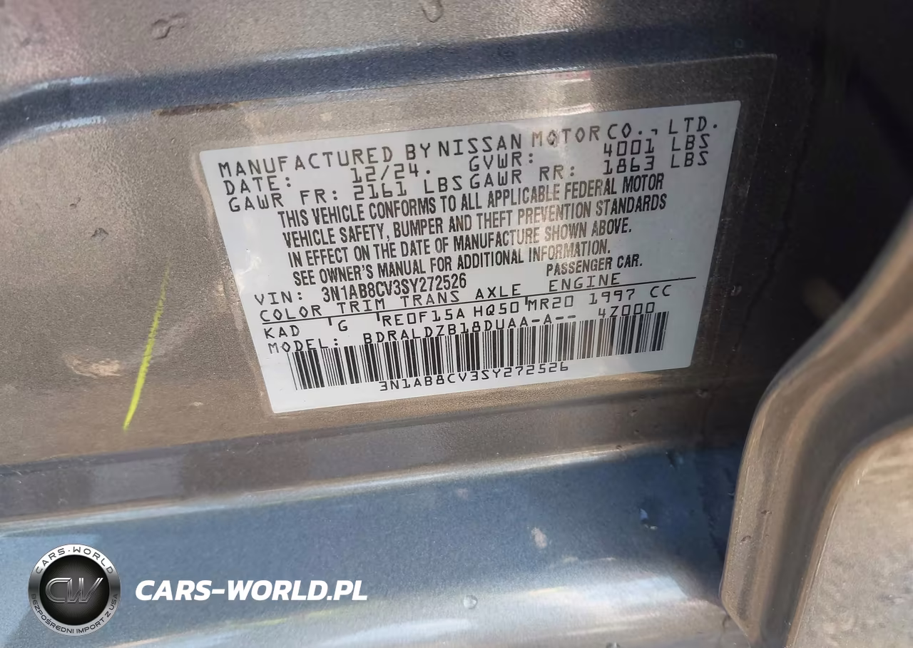 2025 Nissan Sentra Sv VIN:3N1AB8CV3SY272526 - 9