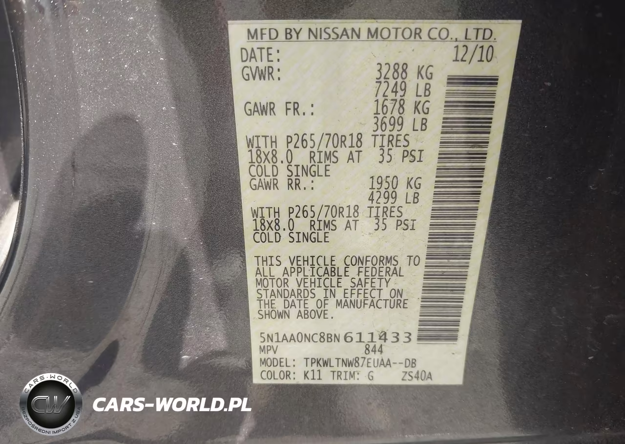 2011 Nissan Armada Sv VIN:5N1AA0NC8BN611433 - 9