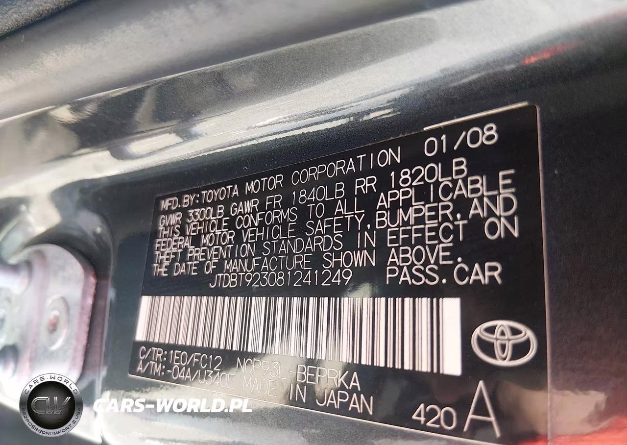 2008 Toyota Yaris VIN:JTDBT923081241249 - 9
