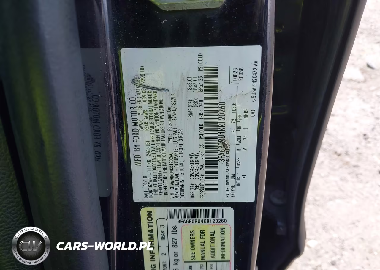 2019 Ford Fusion Hybrid Titanium VIN:3FA6P0RU4KR120260 - 9