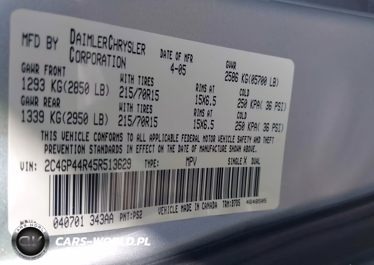 2005 Chrysler Town & Country Lx VIN:2C4GP44R45R513629 - 9