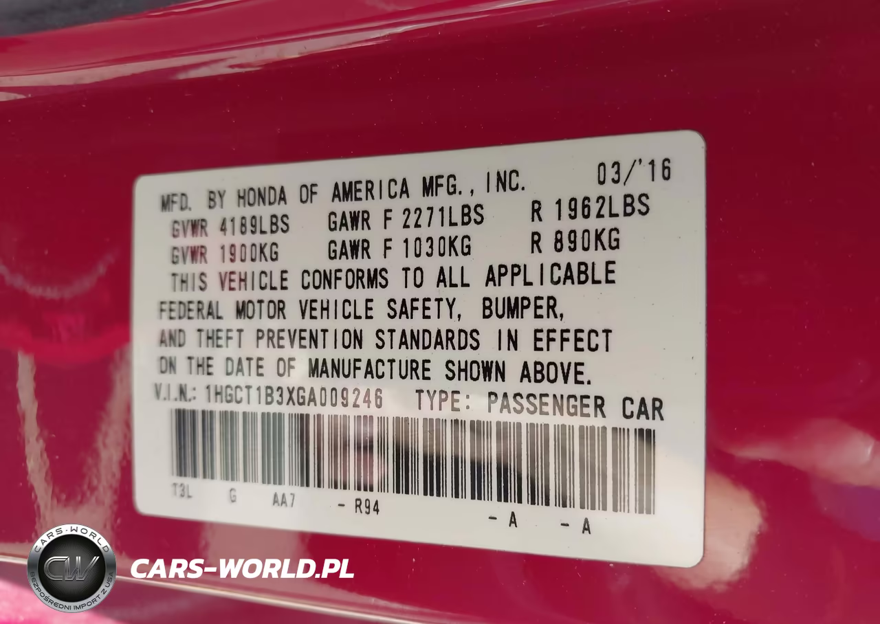 2016 Honda Accord Lx-S VIN:1HGCT1B3XGA009246 - 9