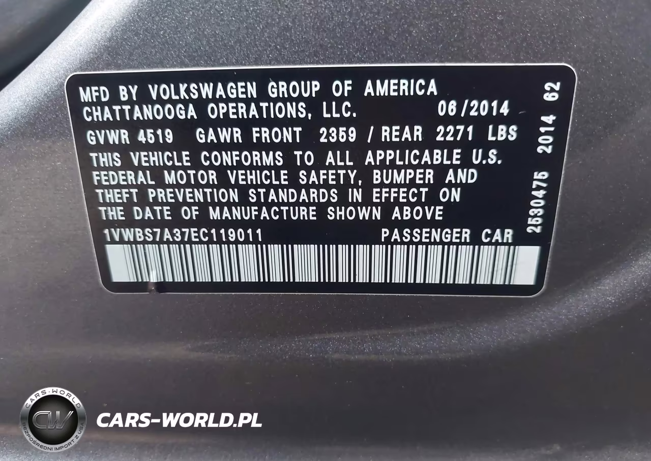2014 Volkswagen Passat 1.8T Se VIN:1VWBS7A37EC119011 - 9