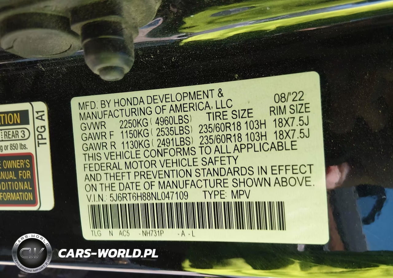 2022 Honda Cr-V Hybrid Ex-L VIN:5J6RT6H88NL047109 - 9