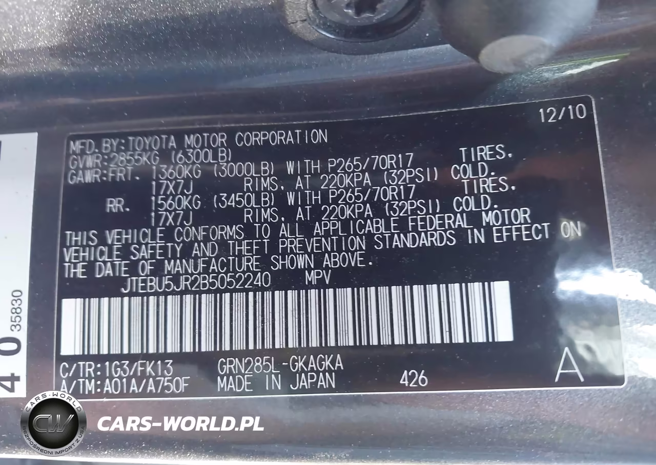 2011 Toyota 4Runner Sr5 V6 VIN:JTEBU5JR2B5052240 - 9