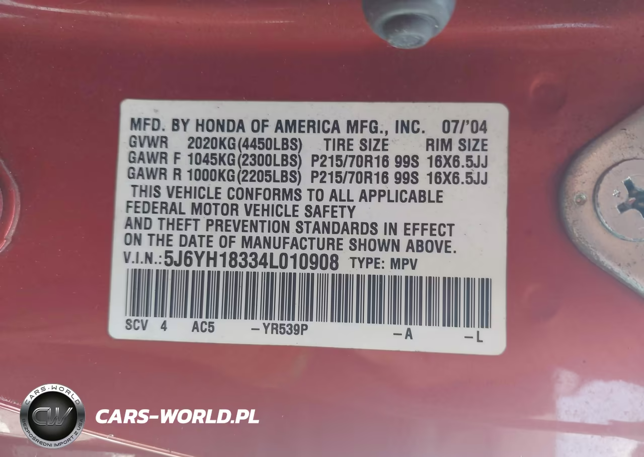 2004 Honda Element Lx VIN:5J6YH18334L010908 - 9