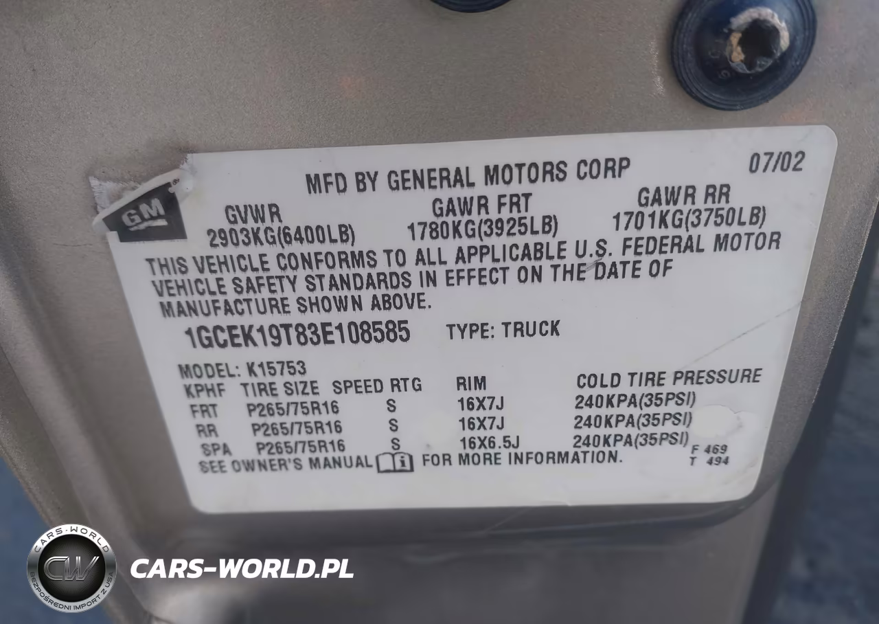 2003 Chevrolet Silverado 1500 Ls VIN:1GCEK19T83E108585 - 9
