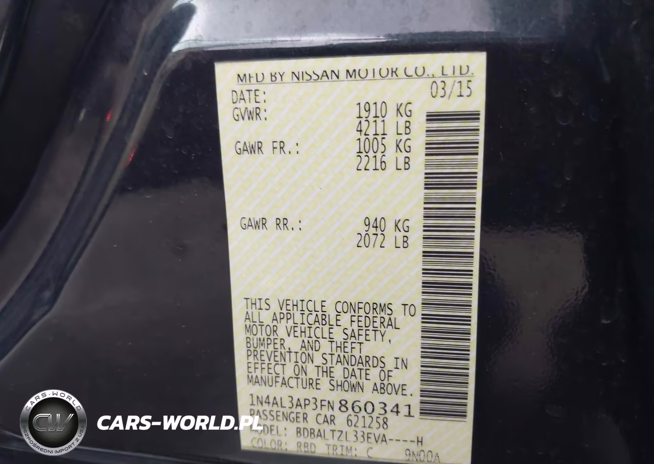 2015 Nissan Altima 2.5 Sl VIN:1N4AL3AP3FN860341 - 9