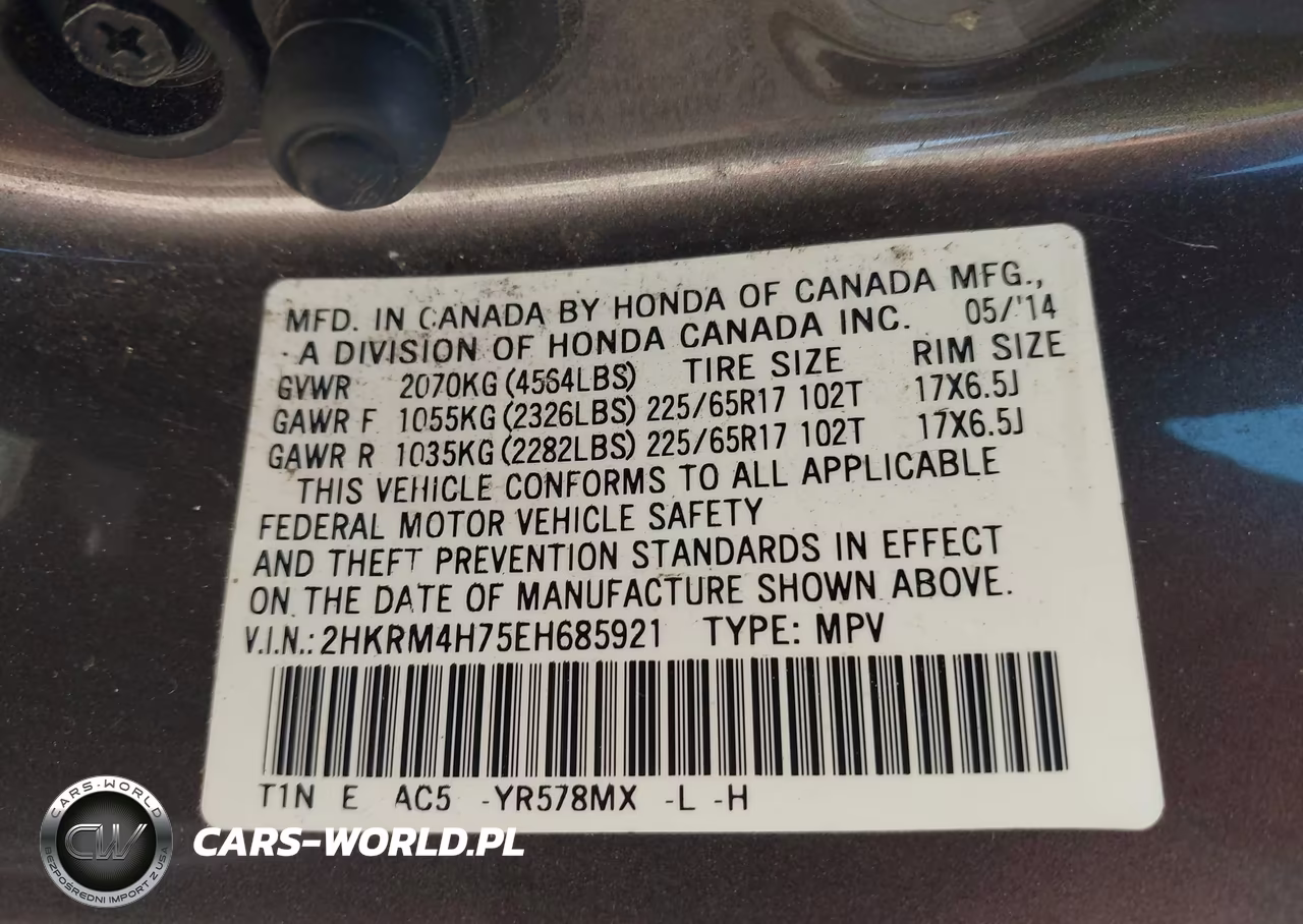 2014 Honda Cr-V Ex-L VIN:2HKRM4H75EH685921 - 9