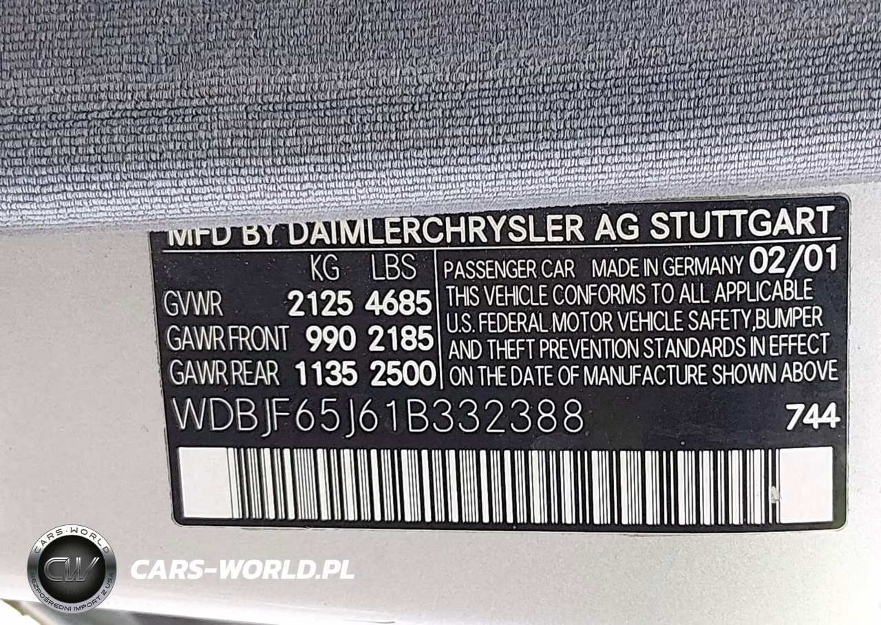 2001 Mercedes-Benz E 320 VIN:WDBJF65J61B332388 - 9