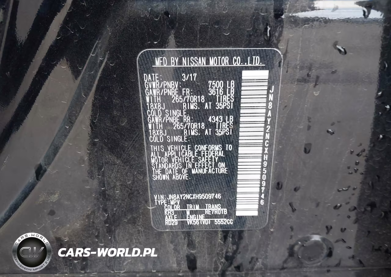 2017 Nissan Armada Sv VIN:JN8AY2NCXH9509746 - 9
