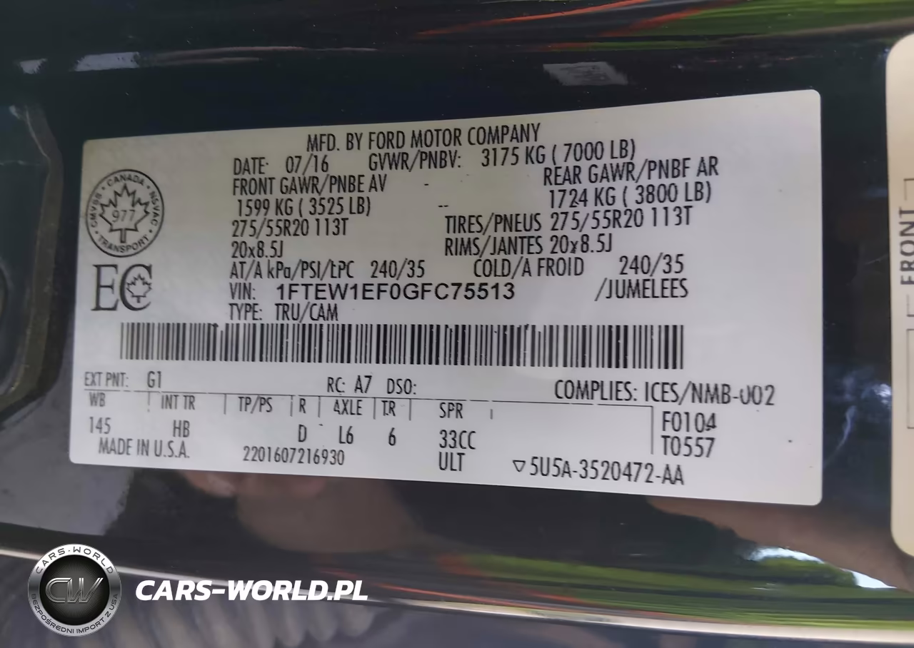 2016 Ford F-150 Lariat VIN:1FTEW1EF0GFC75513 - 9