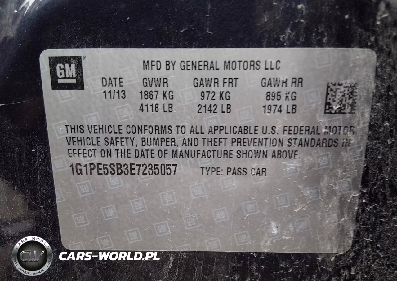 2014 Chevrolet Cruze Lt VIN:1G1PE5SB3E7235057 - 9