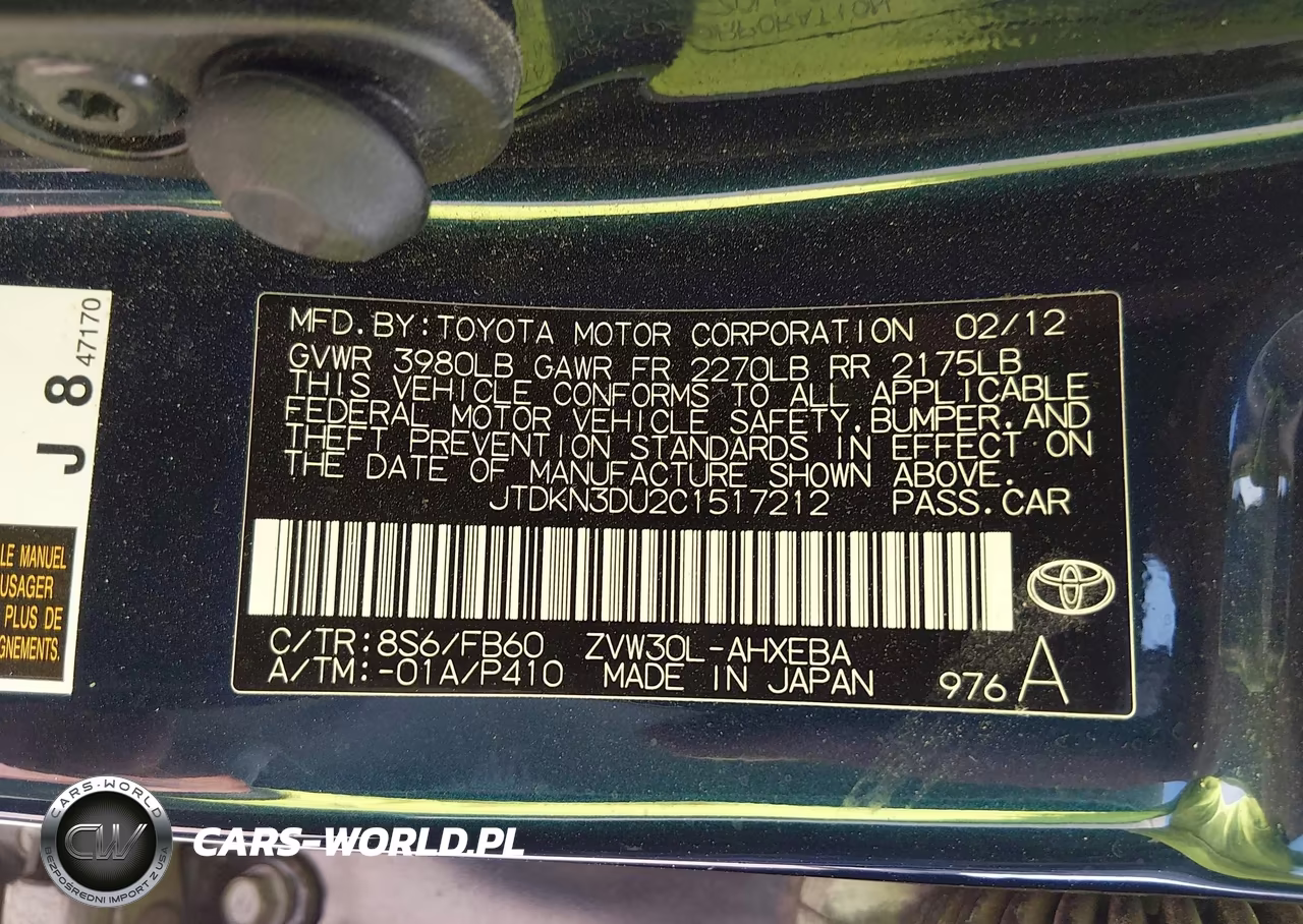 2012 Toyota Prius Two VIN:JTDKN3DU2C1517212 - 9