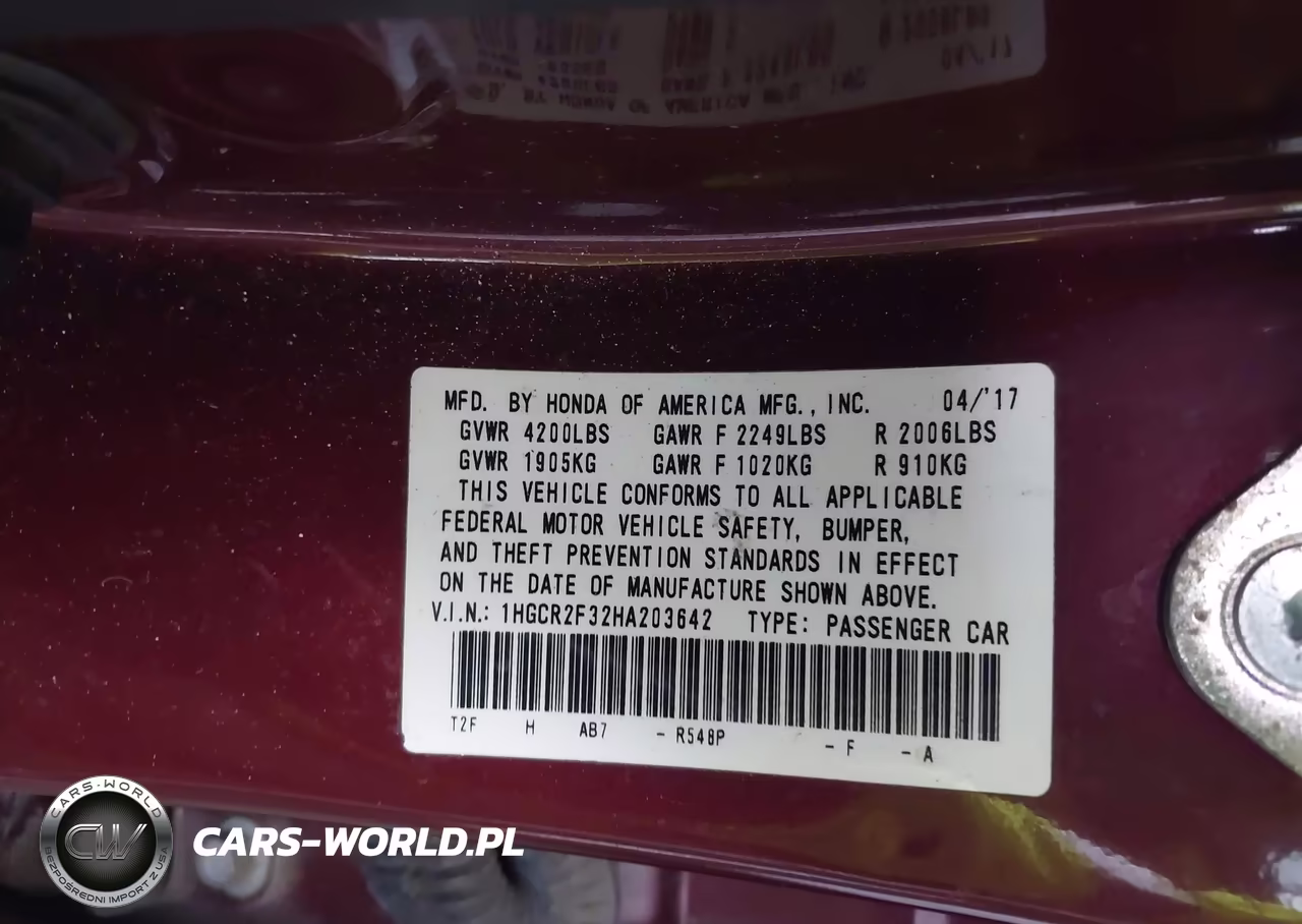 2017 Honda Accord Lx VIN:1HGCR2F32HA203642 - 9