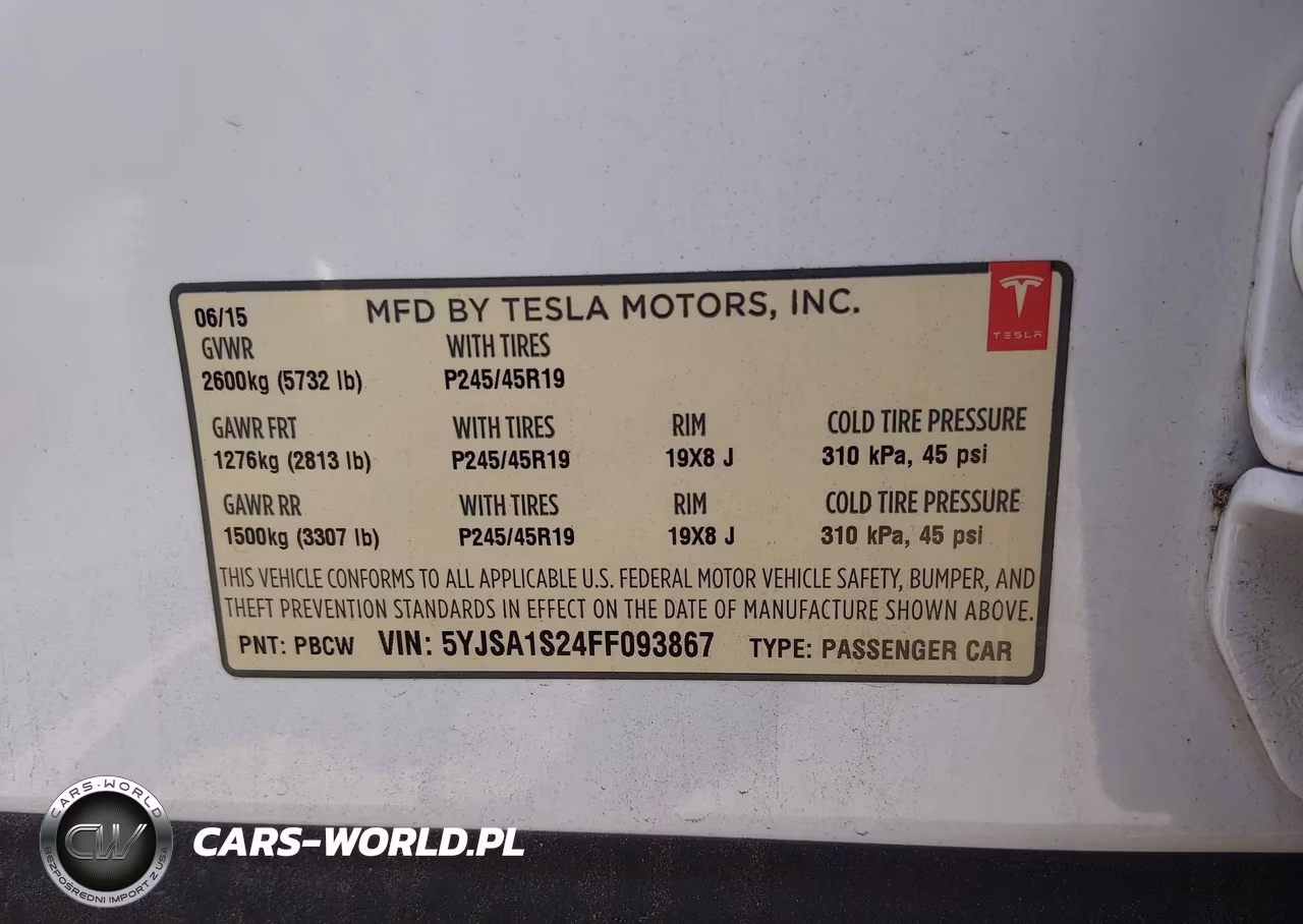 2015 Tesla Model S 70D-85D-P85D VIN:5YJSA1S24FF093867 - 9
