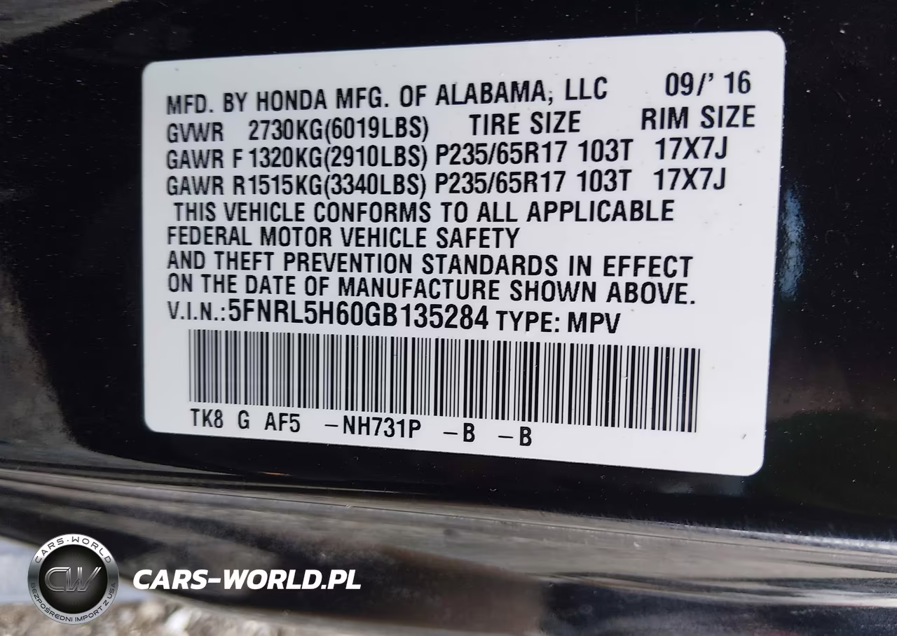 2016 Honda Odyssey Ex-L VIN:5FNRL5H60GB135284 - 9