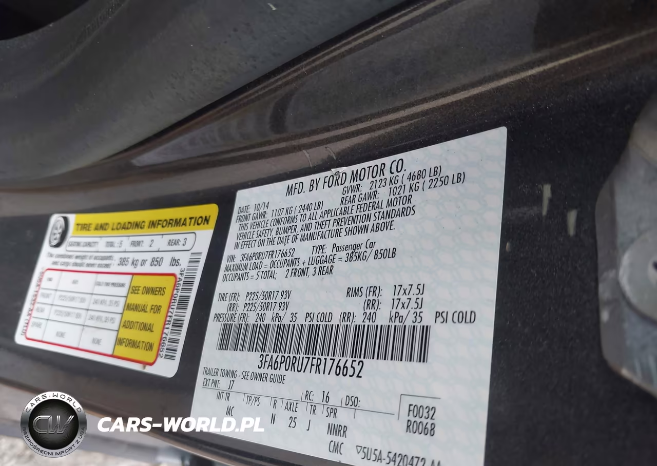 2015 Ford Fusion Hybrid Titanium VIN:3FA6P0RU7FR176652 - 9