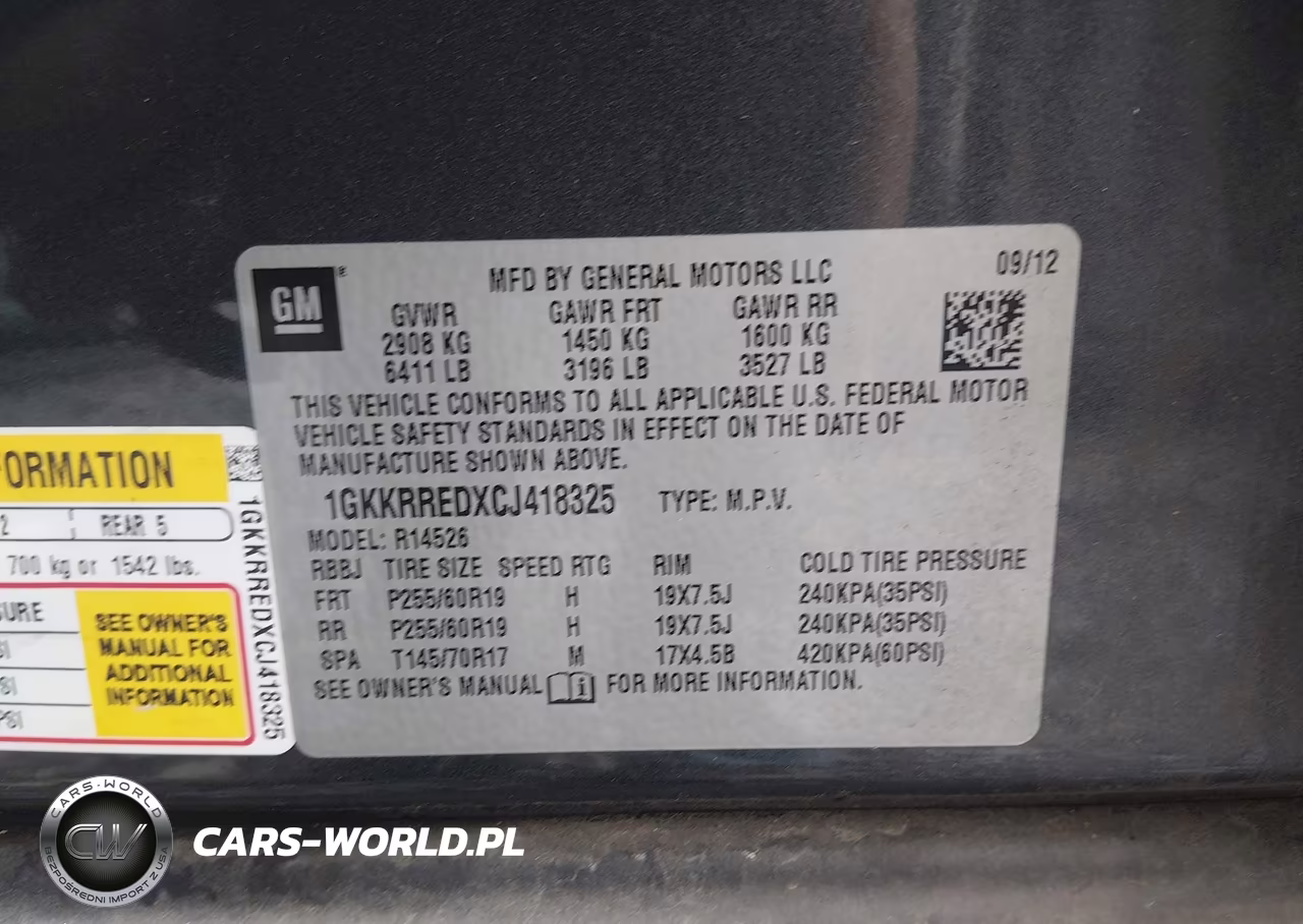 2012 GMC Acadia Slt-1 VIN:1GKKRREDXCJ418325 - 9