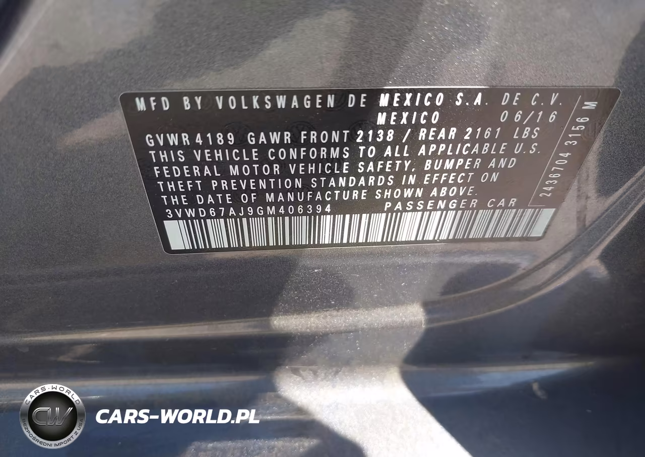 2016 Volkswagen Jetta 1.4T Se VIN:3VWD67AJ9GM406394 - 9
