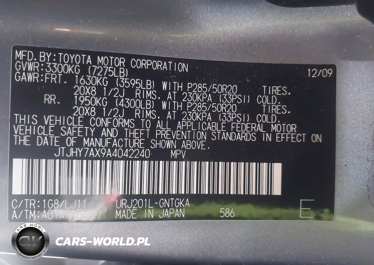 2010 Lexus Lx 570 VIN:JTJHY7AX9A4042240 - 9