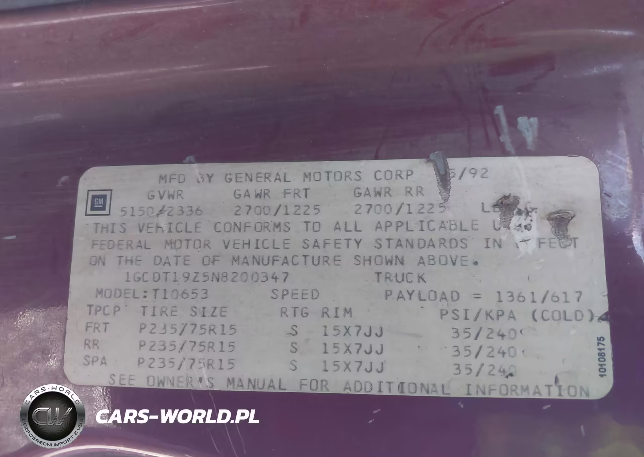 1992 Chevrolet S Truck S10 VIN:1GCDT19Z5N8200347 - 9