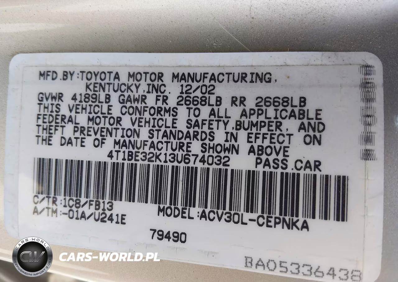 2003 Toyota Camry Le VIN:4T1BE32K13U674032 - 9
