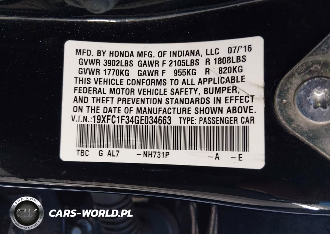 2016 Honda Civic Ex-T VIN:19XFC1F34GE034663 - 9