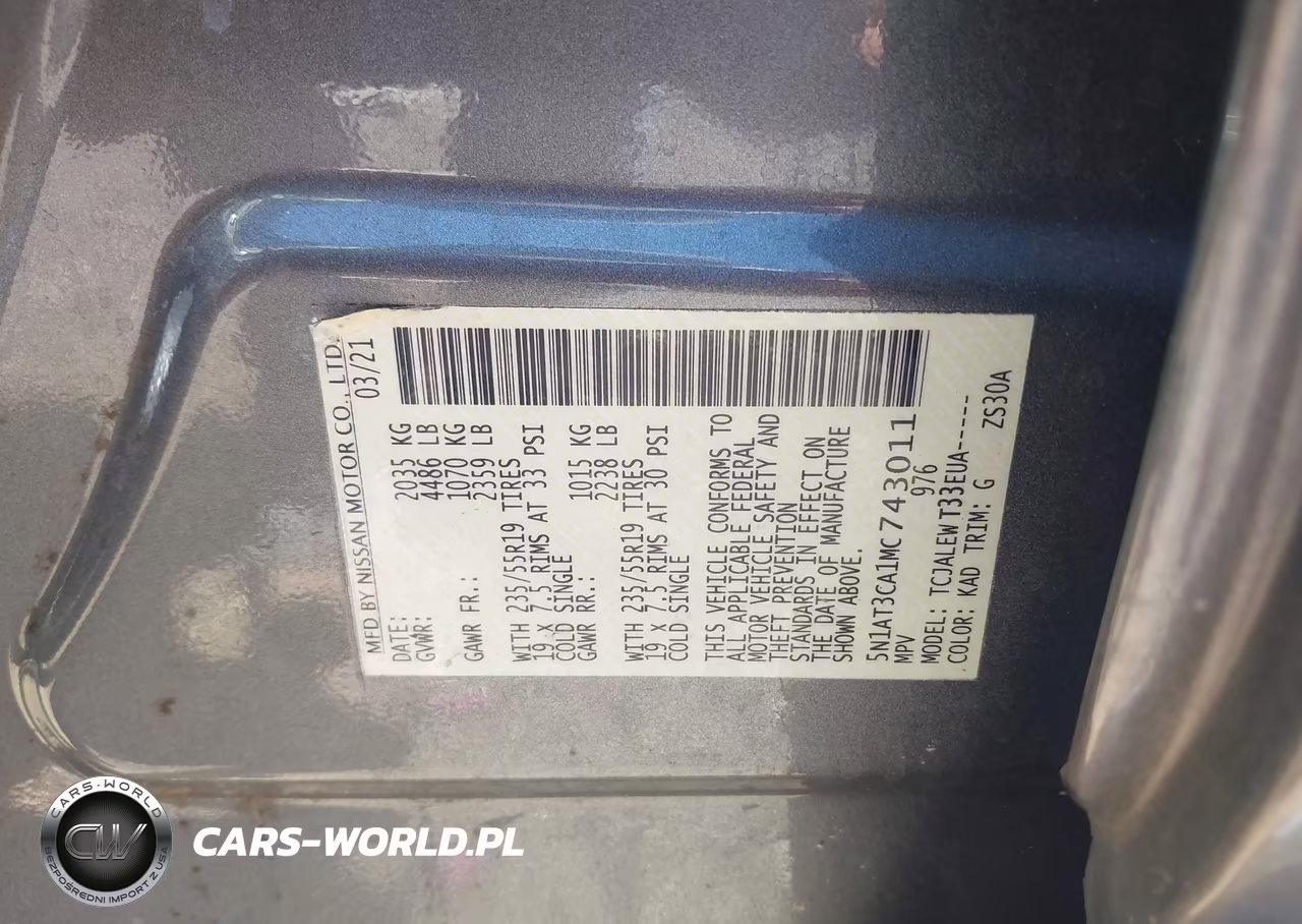 2021 Nissan Rogue Sl Fwd VIN:5N1AT3CA1MC743011 - 9
