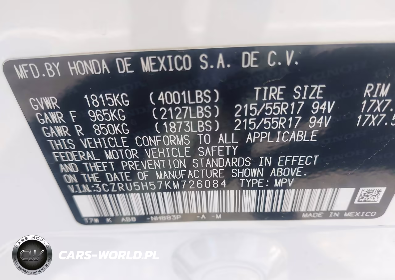 2019 Honda Hr-V Ex VIN:3CZRU5H57KM726084 - 9