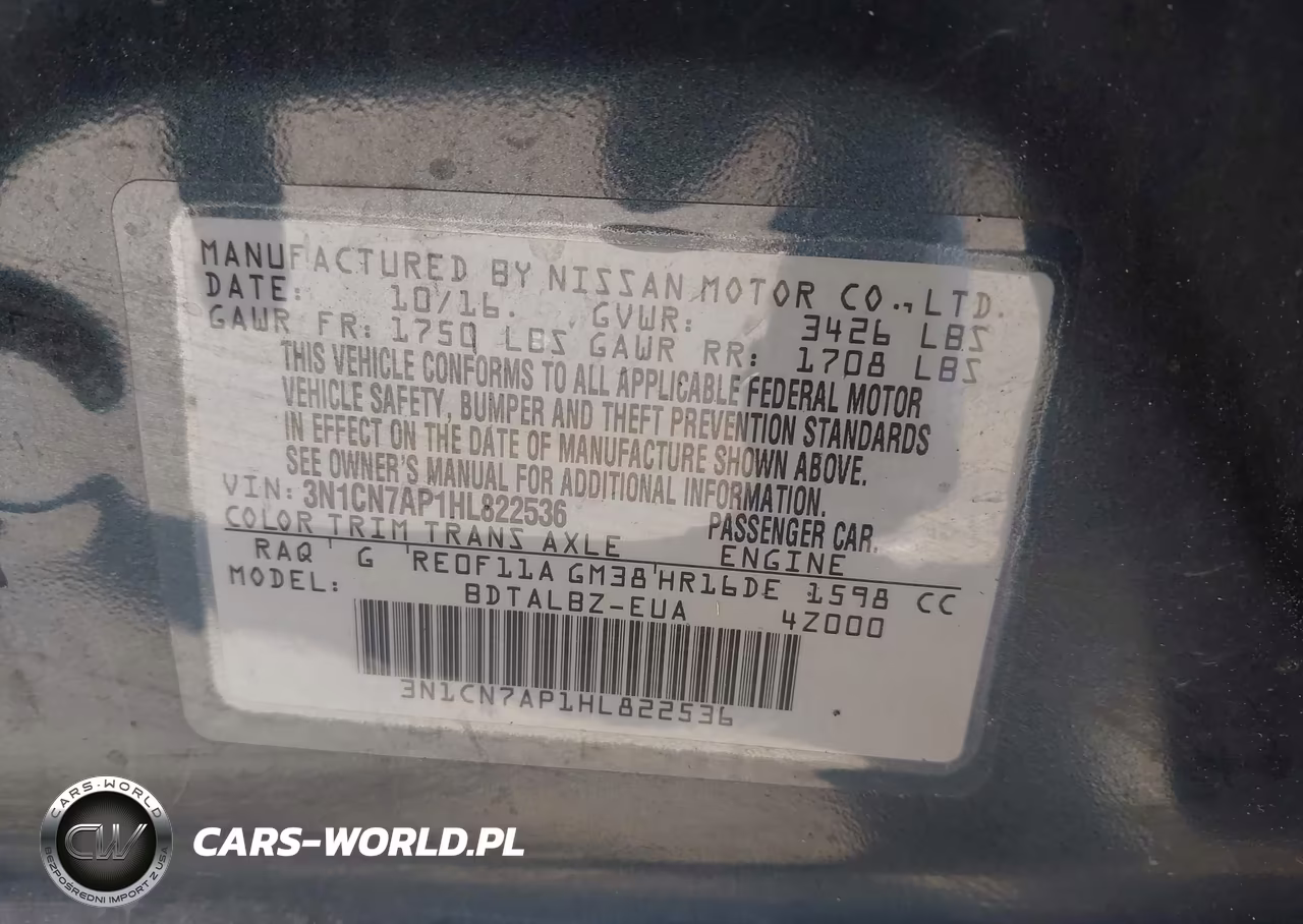 2017 Nissan Versa 1.6 Sv VIN:3N1CN7AP1HL822536 - 9