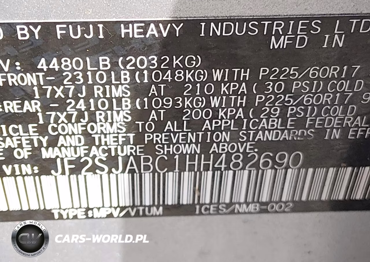 2017 Subaru Forester 2.5I VIN:JF2SJABC1HH482690 - 9