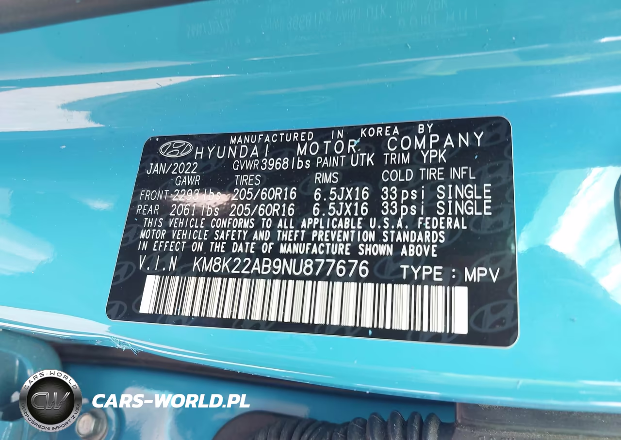 2022 Hyundai Kona Se VIN:KM8K22AB9NU877676 - 9
