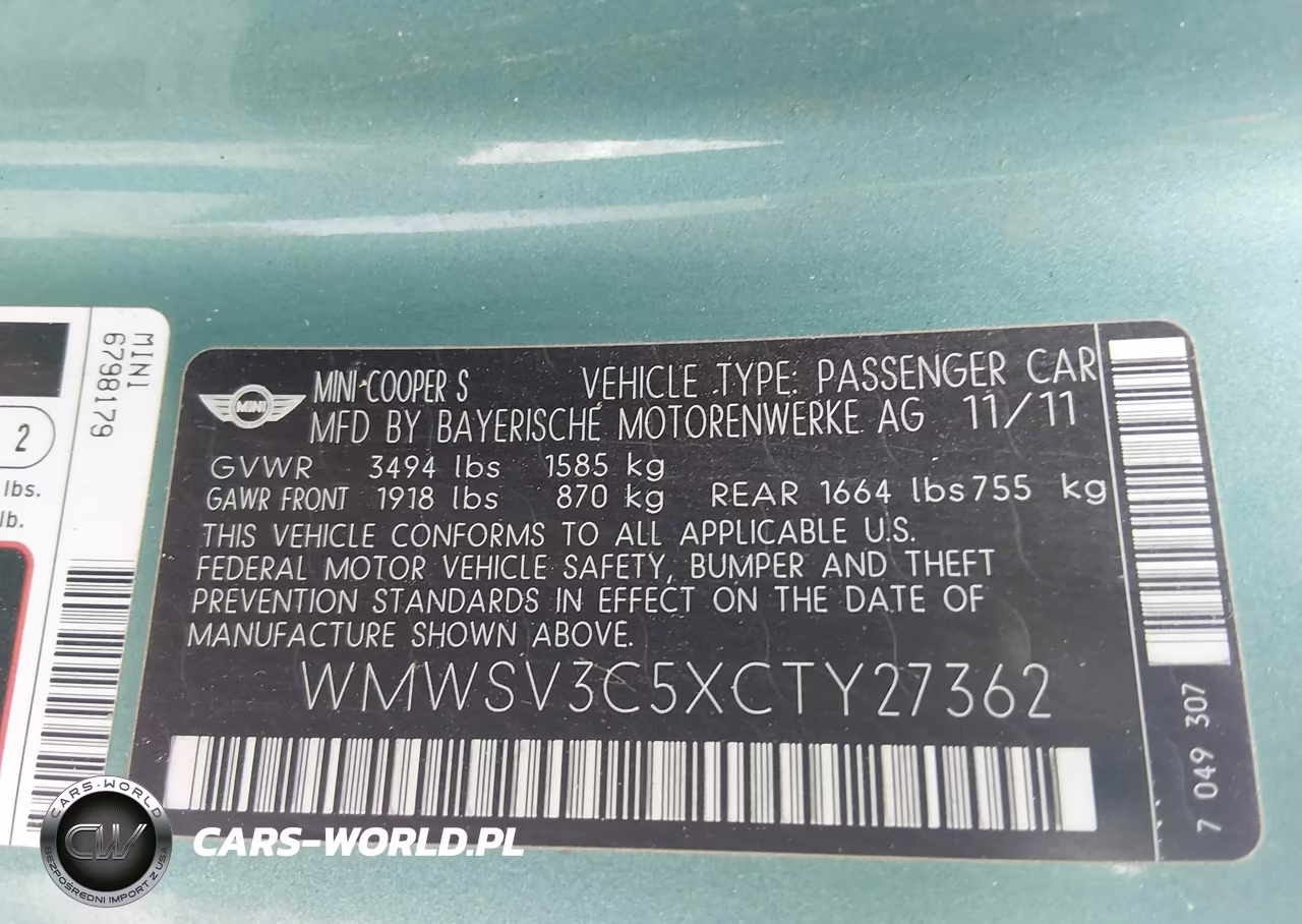 2012 Mini Cooper S VIN:WMWSV3C5XCTY27362 - 9