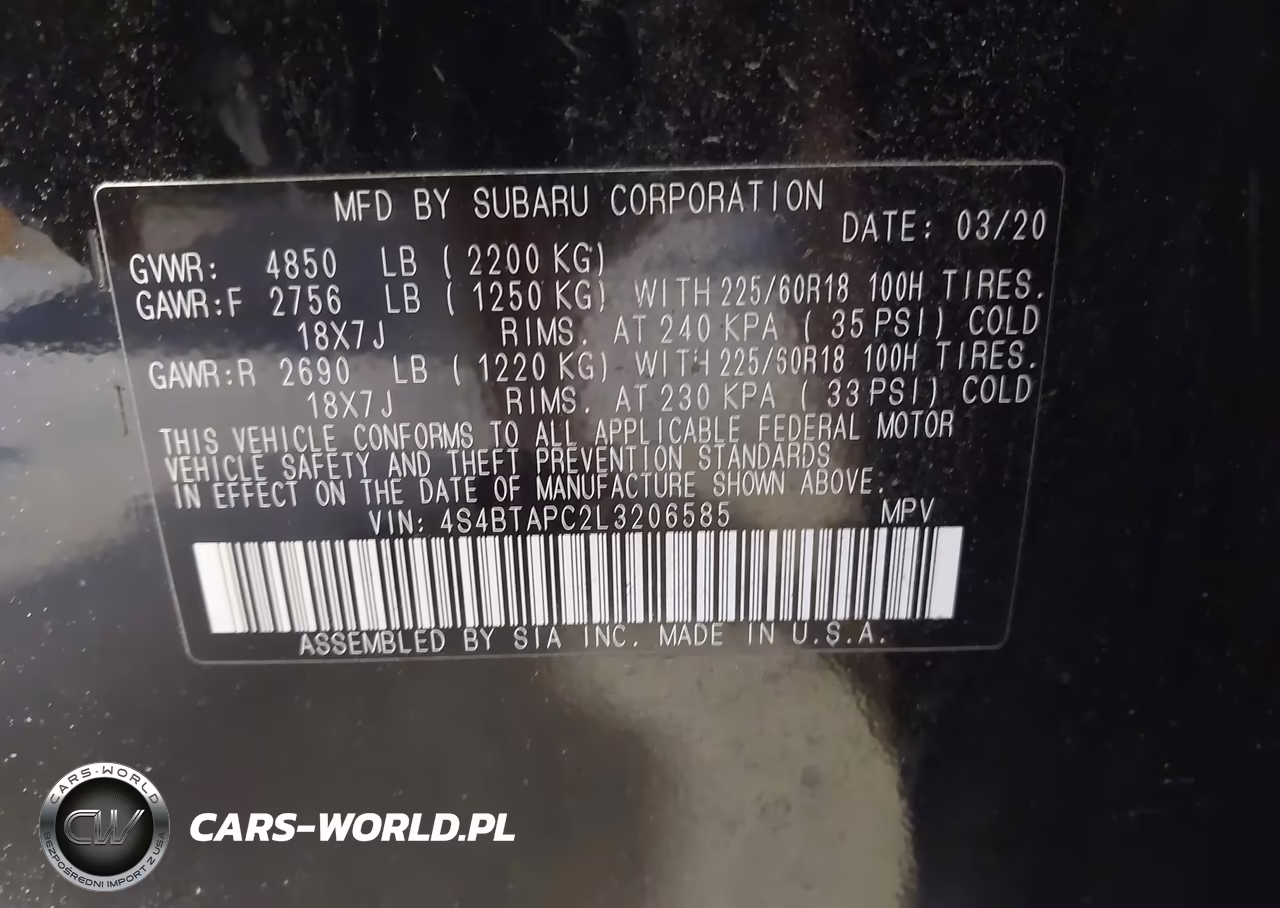 2020 Subaru Outback Touring VIN:4S4BTAPC2L3206585 - 9