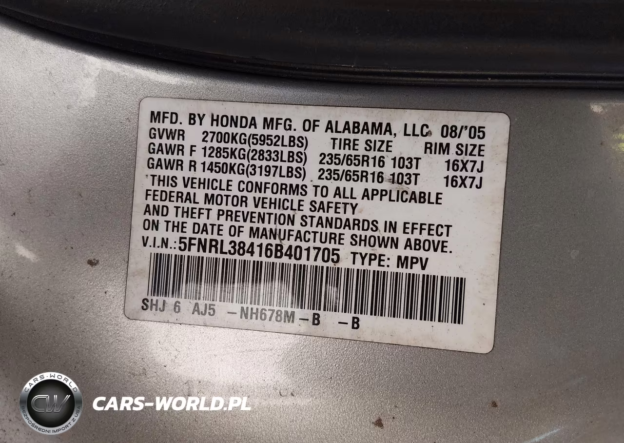 2006 Honda Odyssey Ex VIN:5FNRL38416B401705 - 9